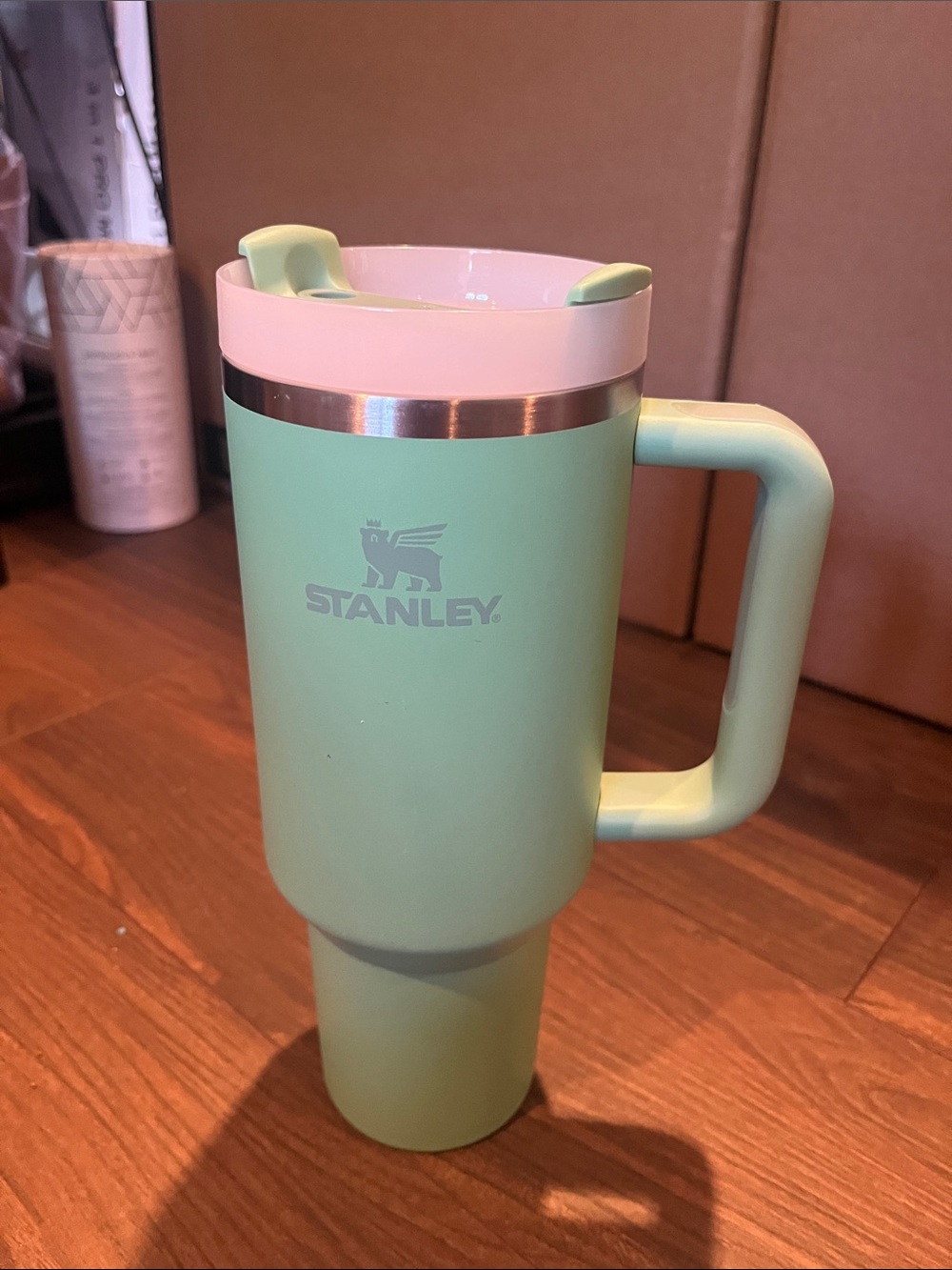 Stanley Mint Green Travel Tumbler with Handle and Lid